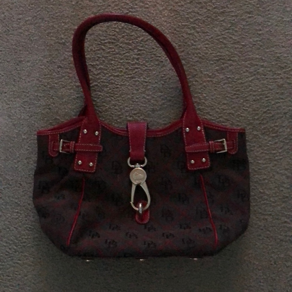 Dooney and Bourke red and gray shoulder bag